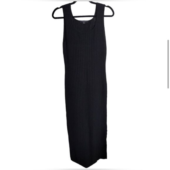 All Saints NWT Margot Sleeveless Bodycon Ribbed Midi Dress Black Sz Small - Picture 4 of 9